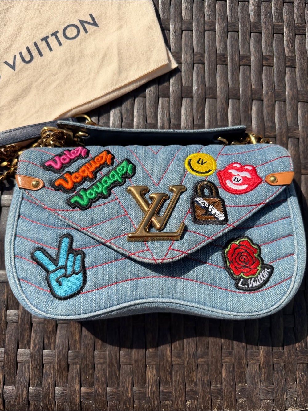 NWOT Louis Vuitton Monogram Denim New Wave Crossbody Bag MM - Picture 3 of 11